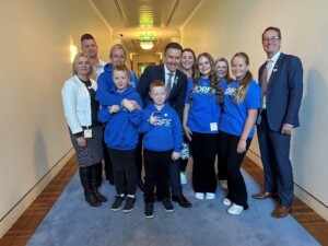 Emily, and JDRF advocates in the Halls of Parliament meeting the Health Minister, Hon Mark Butler MP